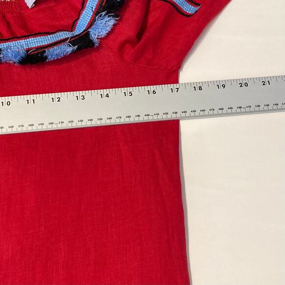 NWOT MARCH 11 Dress XS Tunic Aztec Embroidery Off Shoulder Long Sleeve Tassel - Picture 11 of 15